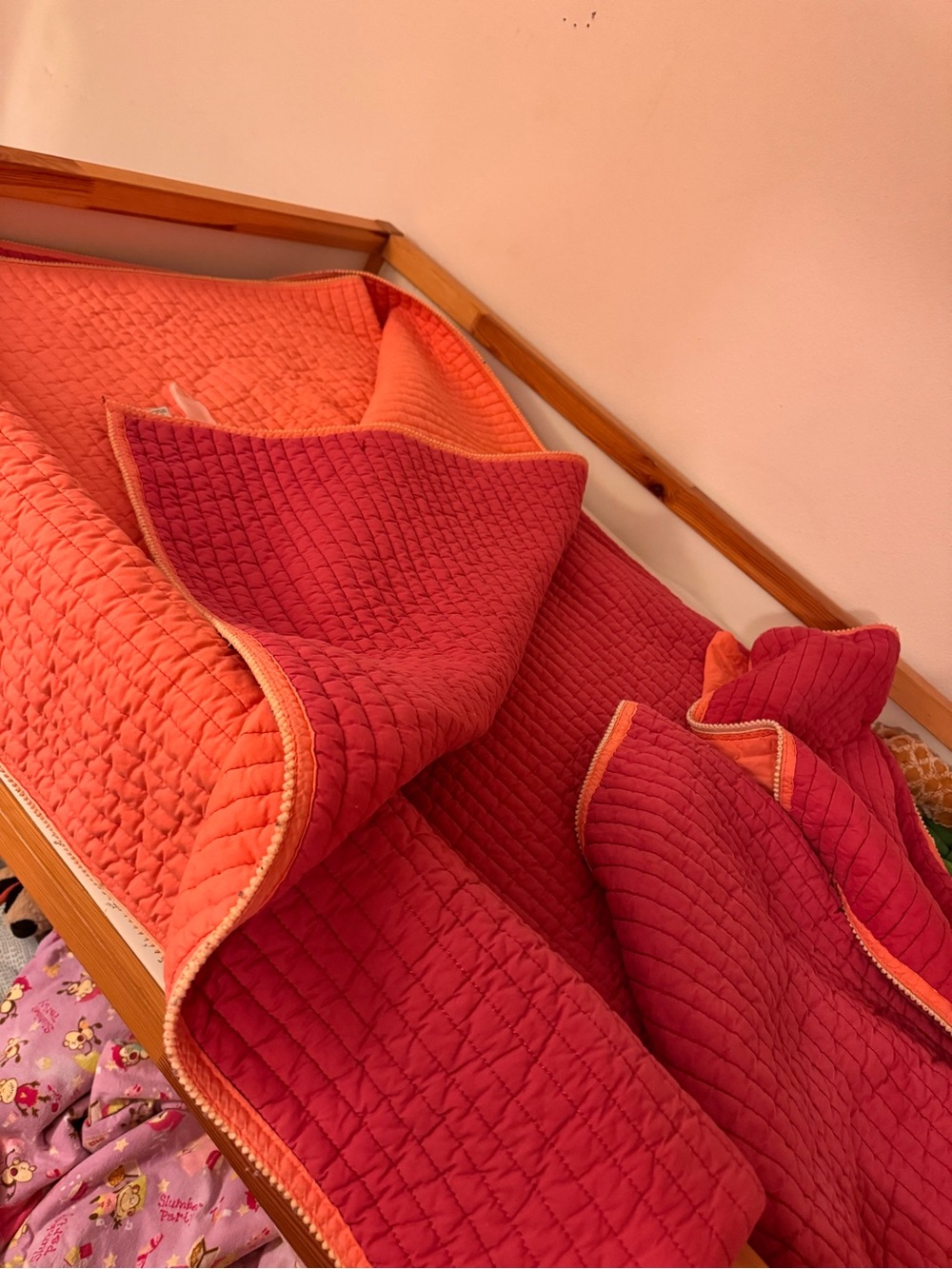 Martha Stewart Reversible Coral and Magenta Quilted Bedspread
